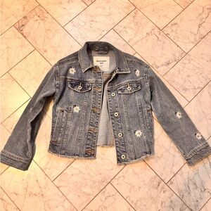 Abercrombie Kids Blue Denim Jacket with White Floral Accents
